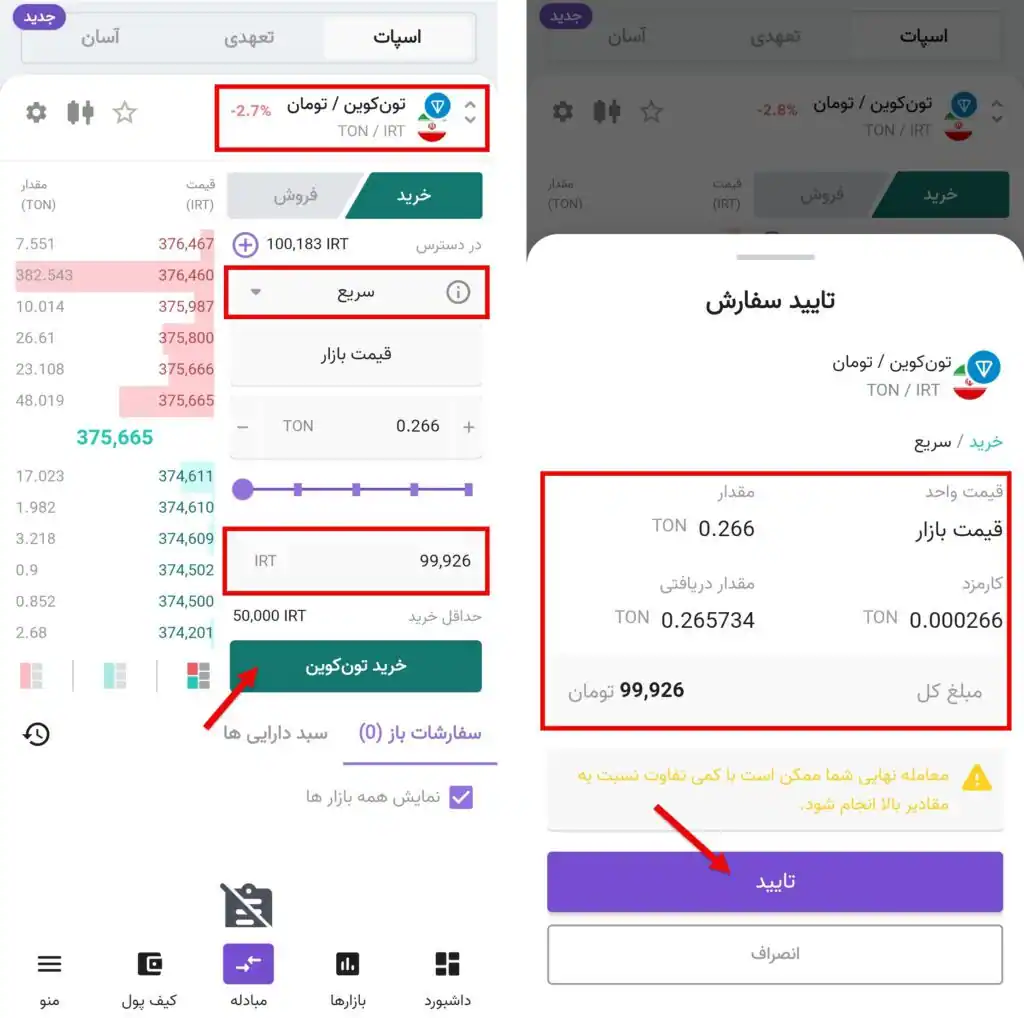 خرید تون کوین در نوبیتکس