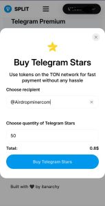 Buying Telegram Stars Without KYC Verification - Entering Your Telegram Username and Desired Number of Stars
